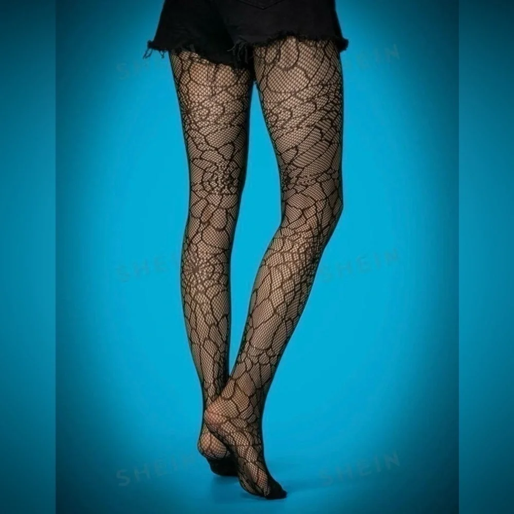 Spider Web Pattern Mesh Tights